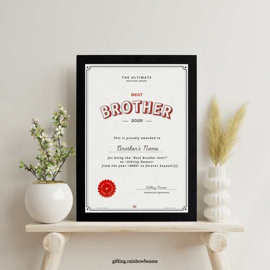 Best Brother Certificate | Customized