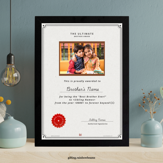 Best Brother Certificate with Photo | Customized