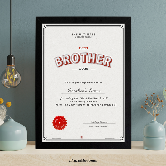 Best Brother Certificate | Customized