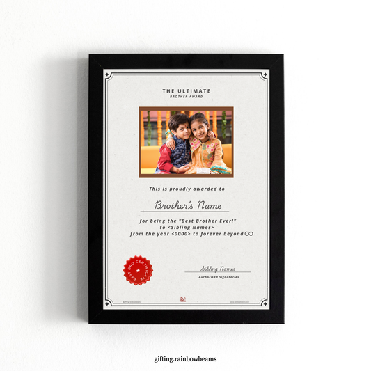 Best Brother Certificate with Photo | Customized