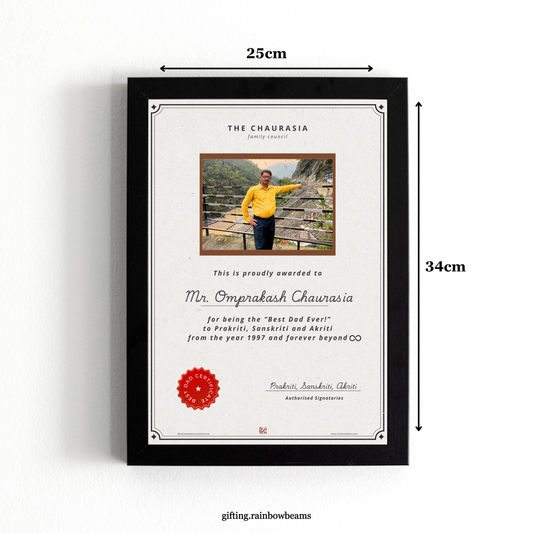 Best Dad Certificate with Photo | Customized