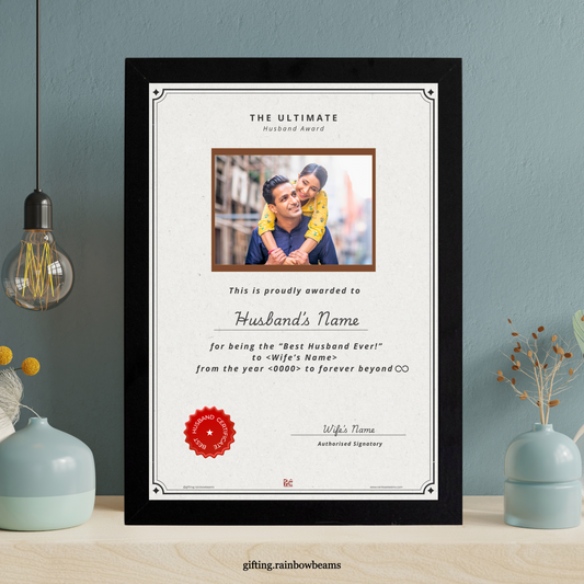 Best Husband Certificate with Photo | Customized