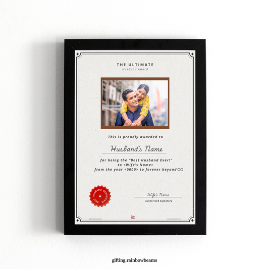 Best Husband Certificate with Photo | Customized