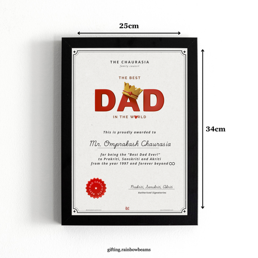 Best Dad Certificate | Customized
