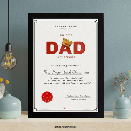 Best Dad Certificate | Customized