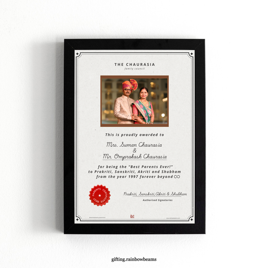 Best Parents Certificate | Customized