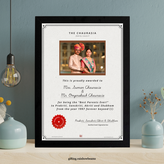 Best Parents Certificate | Customized